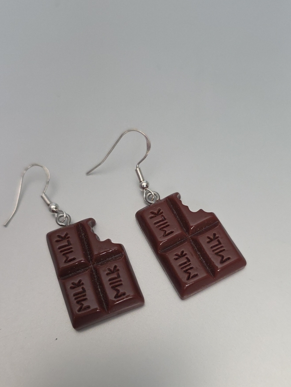 Chocolate Bar Earrings 925S Hooks Allergy Friendly Whimsy